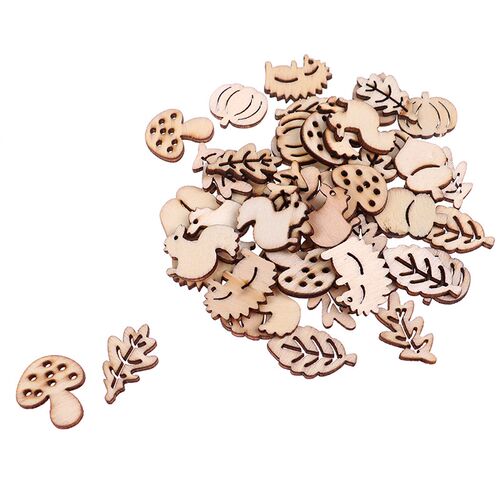 50Pcs/Pack Animal Squirrel Leaves Wooden Craft Handmade Embe