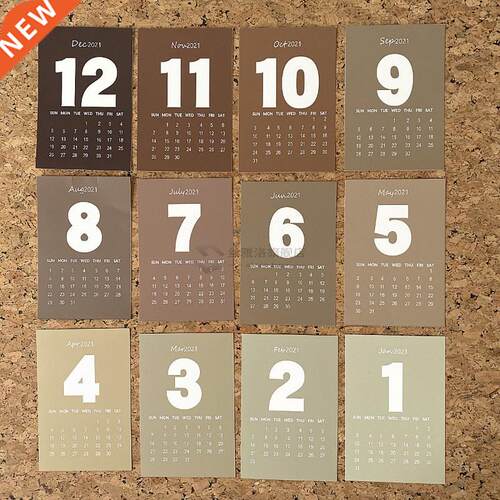 Morandi Simple Style Creative 2021 Calendar Card 12 Sheets P