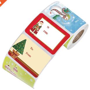 250pcs/roll Colored Christmas Stamp Design Kraft Seal Sticke