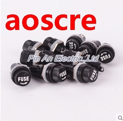 10pcs/lot 5*20mm glass fuse holders 5x20 black insurance tub