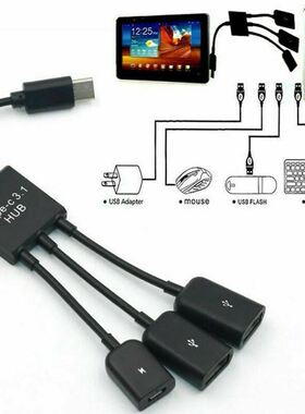 25CM 3 In1 3.1 Type C Male To Female Dual USB Host OTG Hub