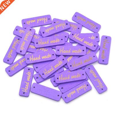 50Pcs Wooden Handmade Design Label Tags Sewing 2 Holes Color