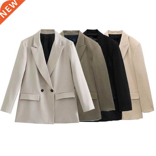 Woman 2022 Loose Double-breasted Blazer Suit Collar Button 5