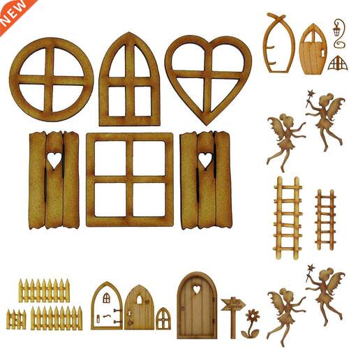 Wooden Fairy Elf Door Craft Garden Decor Dollhouse Three-dim