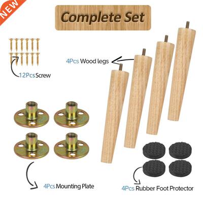 4Pcs Height 8/15/20cm Rubber Wood Furniture Legs Inclined Co
