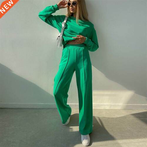 New Winter Women's Tracksuit Sweater+Wide LegsPants Suit