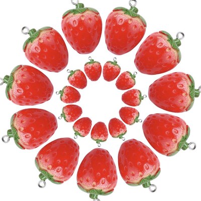10pcs Resin Imitation Strawberry Pendants DIY Handmade Earri