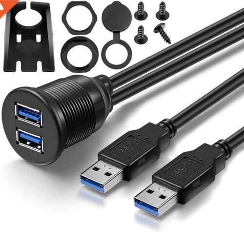 USB 2.0 Port Male To Female Extension Cable Waterproof Flush