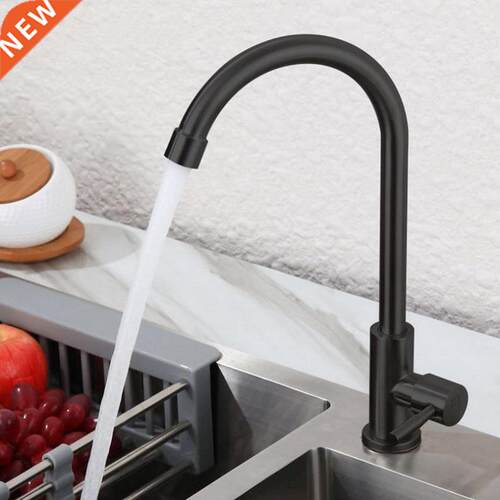 Matt black Single Cold kitchen faucet swivel kitchen tap, E