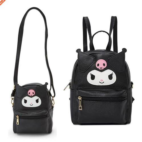 Cartoon Backpack Black Small Cute PU Leather Shoulder Messen