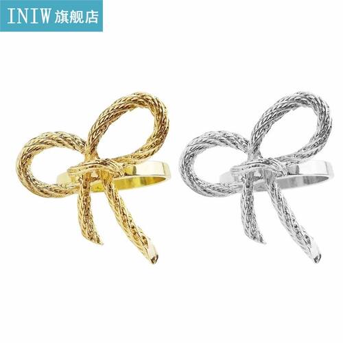 8 pcs/lot golden napkin ring butterfly bow tie napkin buckle