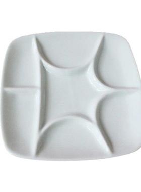 7-Well Square White Ceramic Artist Paint Palette for Waterco