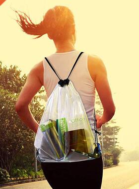 New Transparent Drawstring Backpack School Tote Gym Bag Spor