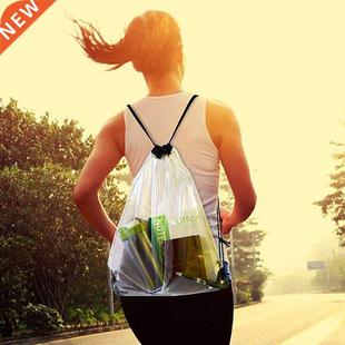 New Transparent Drawstring Backpack School Tote Gym Bag Spor