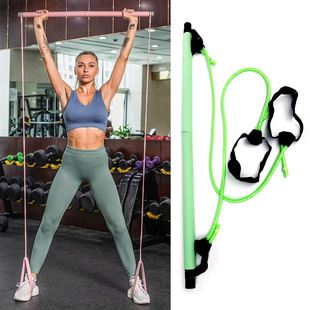 Fitness Workout Pilates Stick Bar with Resistance Band Gym Y