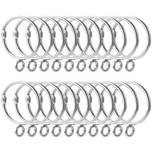 20 Pcs Openable Silver Curtain Rings Open and Close Metal Ru