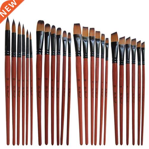 Nylon Hair Oil Paint Brush Round Filbert Angel Flat Acrylic