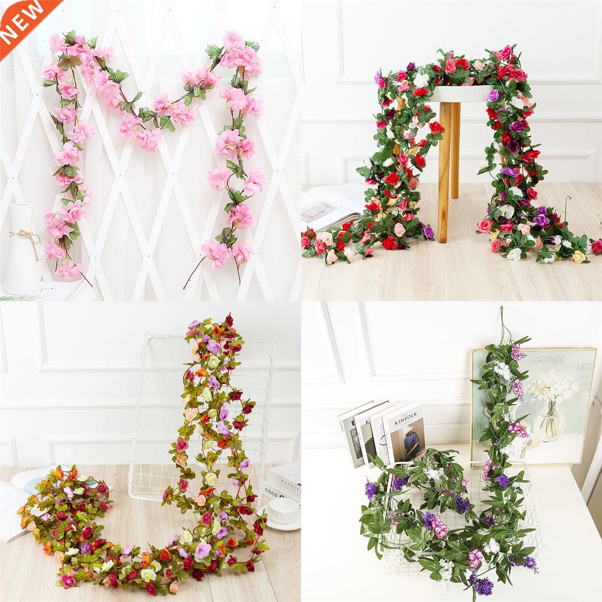 250cm long artificial rose flowers vine autumn cane backdrop