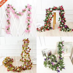 250cm long artificial rose flowers vine autumn cane backdrop