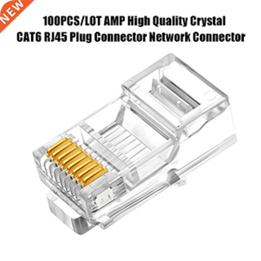 100Pcs AMP CAT6 RJ45 Modular Plug 8 Core Gold-plated Network