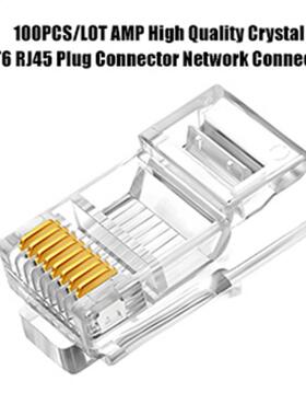 100Pcs AMP CAT6 RJ45 Modular Plug 8 Core Gold-plated Network