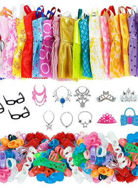35 Item/Set Doll Accessories = 10 Pcs Doll Dress + 6 Necklac