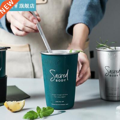 304 Stainless Steel Cold Drink Glass Beer Coffee Juice Straw