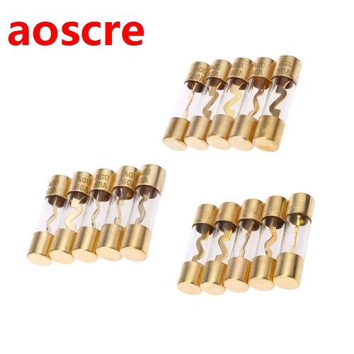 5Pcs Gold Plated Glass AGU Fuse Fuses Pack Car Amp Amplifier