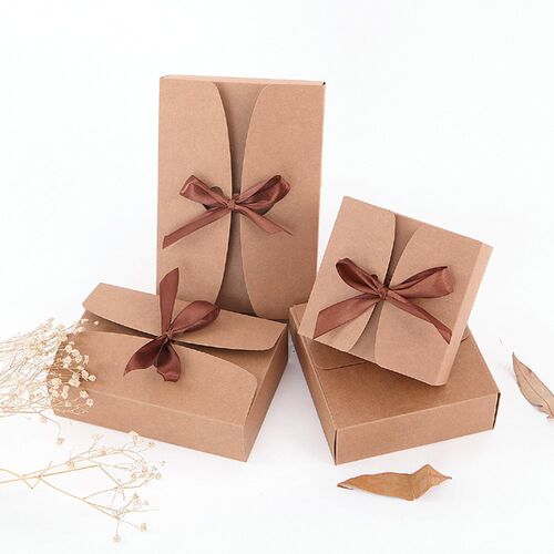 1pcs Square Kraft Paper Package Box Festival Wedding Kid Bir