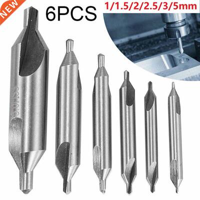 6pcs HSS Combined Center Drill Countersink Angle Bit Mill Ta