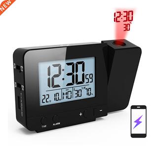 USB Charger 180°Rotable Digital Projection Alarm Clock D