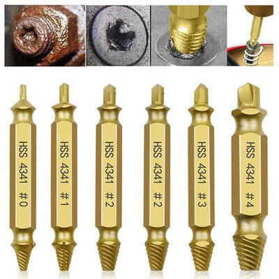 6pcs Damaged Screw Extractor Drill Bit Set Take Out Broken S
