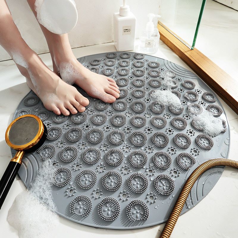 55cm Non-slip Round Bathroom Mat Safety Shower Bath Mat Plas