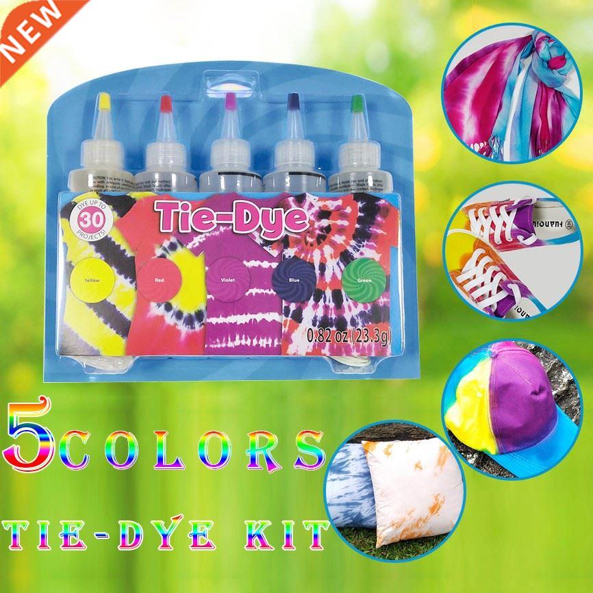 *Fabric Textile One-Step Tie-Dye Kit 5 Colors  Design Saf