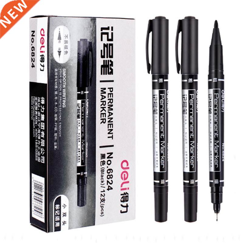 9pcs/Set Twin Tip Permanent Markers, Black, Red,Blue Ink, 0图片