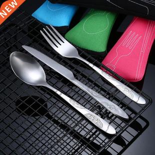 3pcs/set Dinnerware Portale Printed Stainless Steel Spoon F