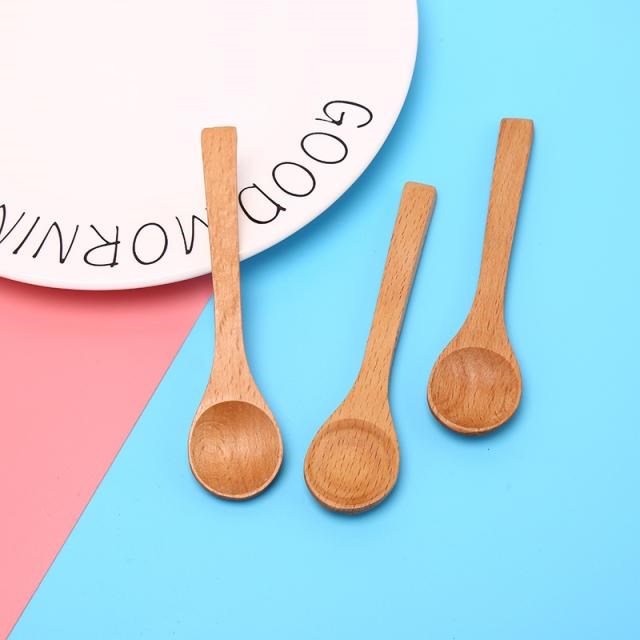 DIY Wooden Round Bamboo Spoon Soup Tea Coffee Salt Spoon Jam