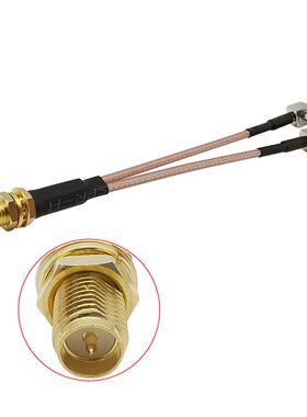 RP SMA Female Jack to 2x TS9 Male Plug Right Angle Connector
