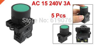 5PCS 600V 10A ZB2-EA31 22mm 1 NO N/O Green Sgn Momentary P