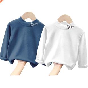 Kids Turtleneck Autumn Winter Tees Solid Fleece Full Long Sl