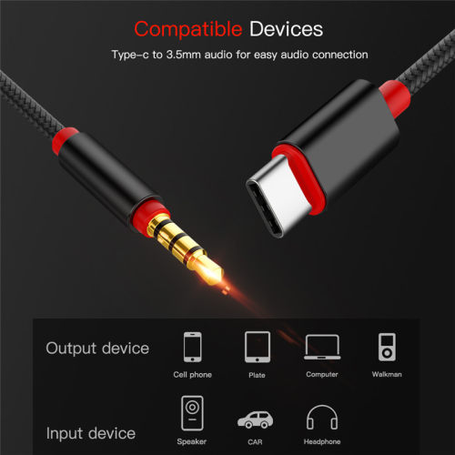 Type C To .5mm Cable Adapter USB Male Audio Jack AUX Cable