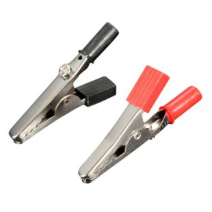 2Pcs Red Black Alligator Clips Clamp to 4mm Banana Female Ja
