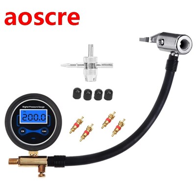 Car Bike Tyre Air Pressure Gauge Tire Inflator with Press ha