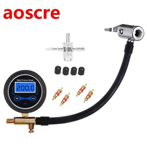 Car Bike Tyre Air Pressure Gauge Tire Inflator with Press ha