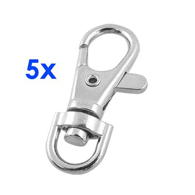 5 Pcs Swivel Trigger Lobsters Claw Clasp Silver Tone
