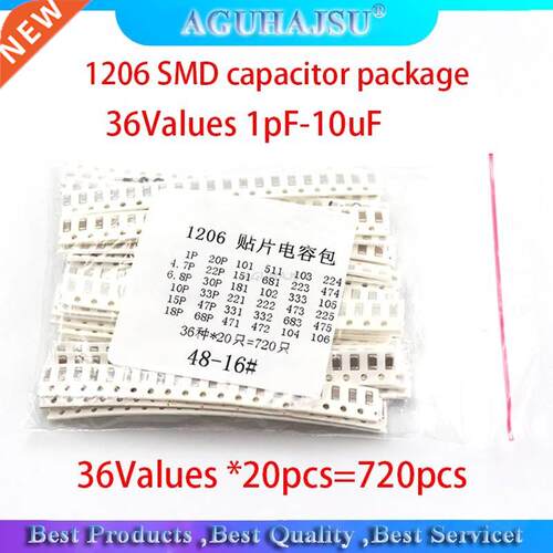 36Values 1pF-10uF Electronic Capacitor set 1206 SMD Ceramic
