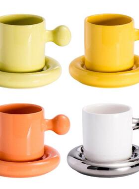 00ml Creative Ceramic Mug with Saucer Set Candy Cor Milk