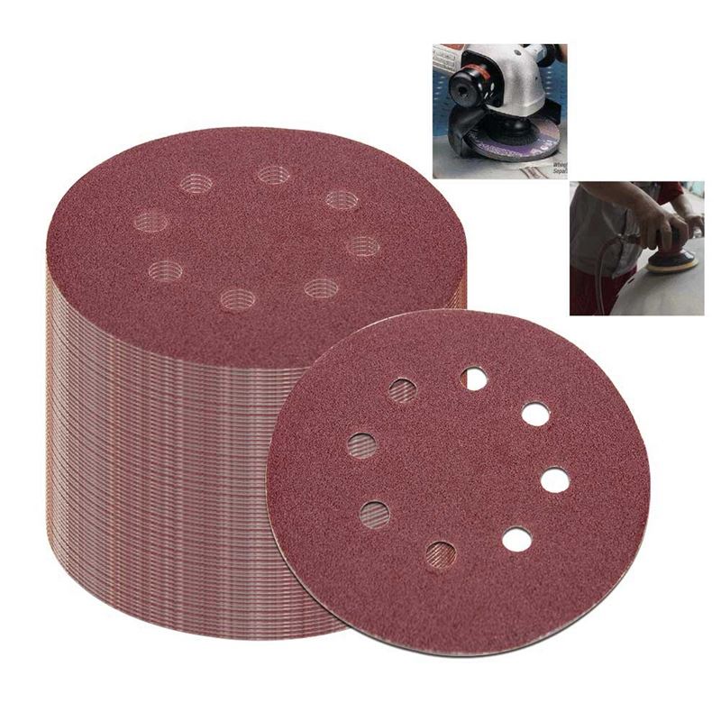 50Pcs 5 Inch 125Mm Round Sandpaper Eight Hole Disk Sand Shee