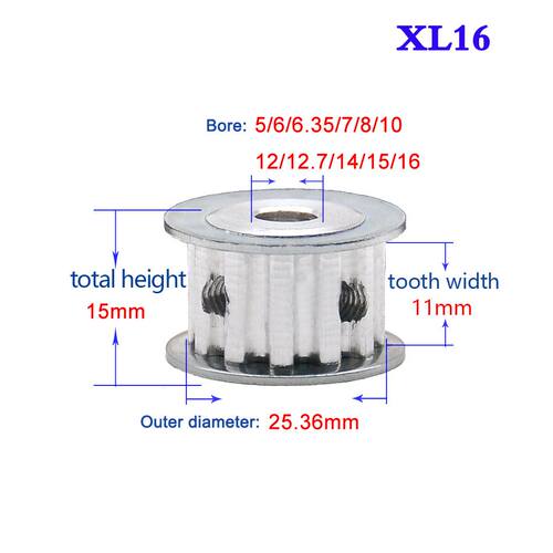 1Pcs XL 16 Tooth Synchronous Wheel Timing Belt Pulley Transm