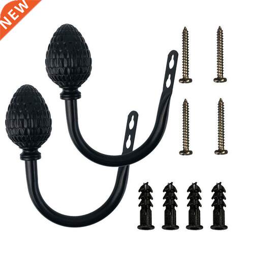 A Par Of Metal Curtan Hooks - Retro Pne Cones Wall Mounte
